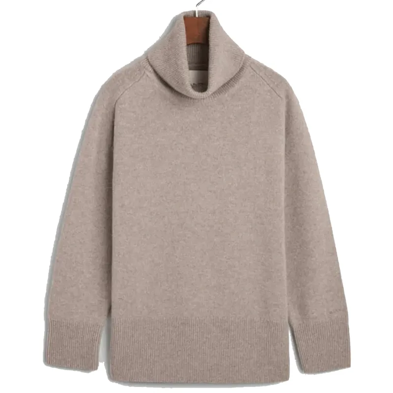 Gant Ladies Wool Cashmere Blend Turtleneck Sweater Warm Grey