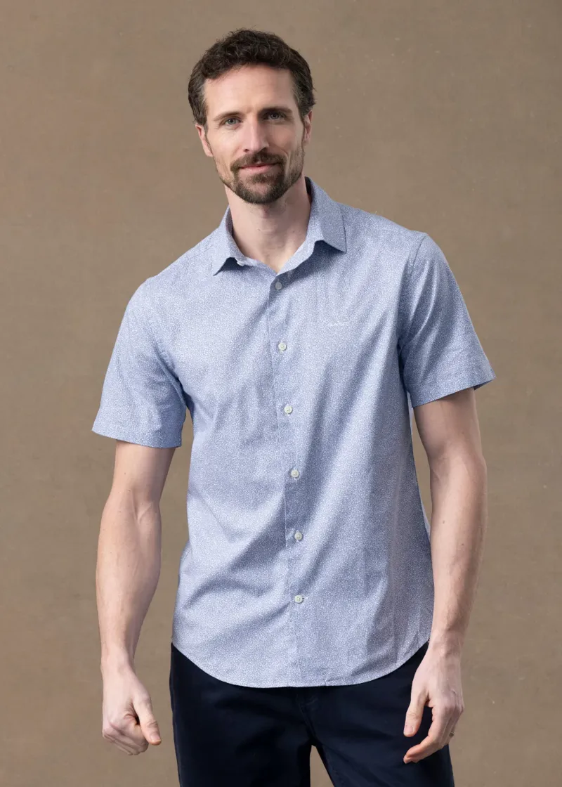 Gant Poplin AOP Short Sleeve Shirt in Faded Denim-3