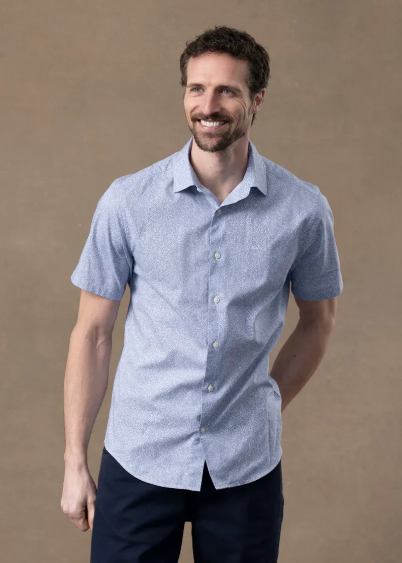 Gant Poplin AOP Short Sleeve Shirt in Faded Denim-5