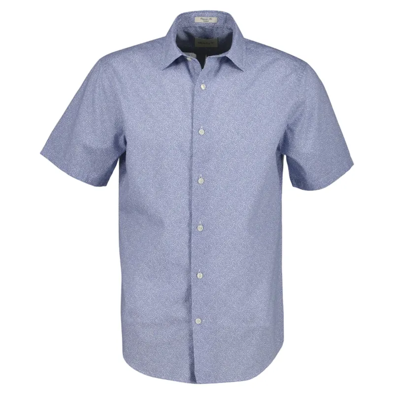 Gant Poplin AOP Short Sleeve Shirt in Faded Denim