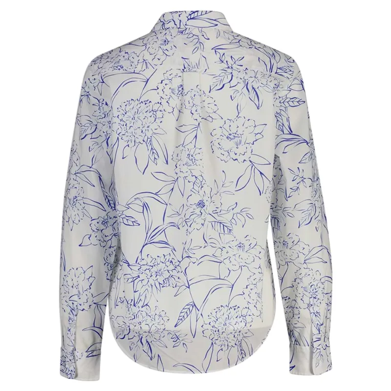 Gant Womens Reg Floral Print Cotton Voile Shirt in White-1