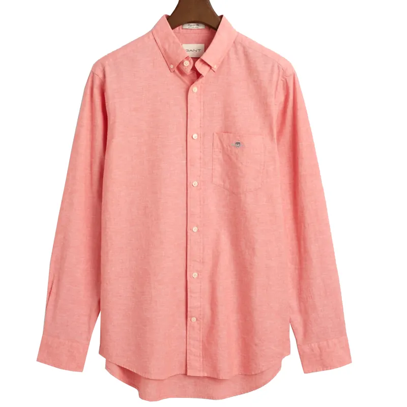 Gant Regular Fit Cotton Linen Shirt Sunset Pink