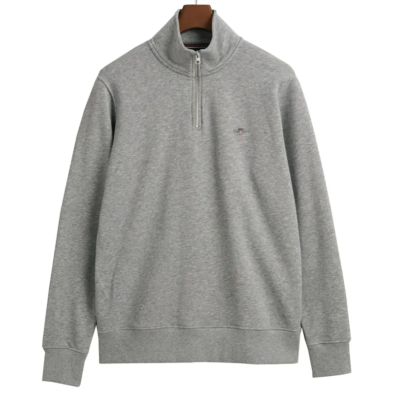 Gant Shield Half-Zip Sweatshirt Grey Melange