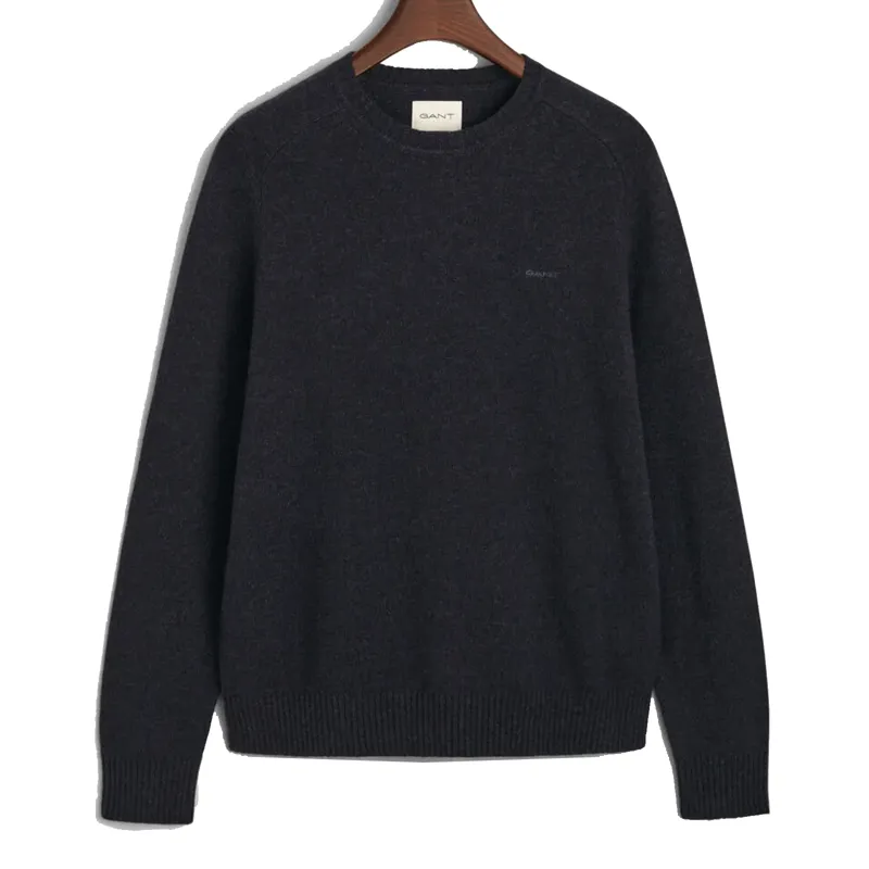 Gant Wool Blend Crew Neck Dark Navy Melange