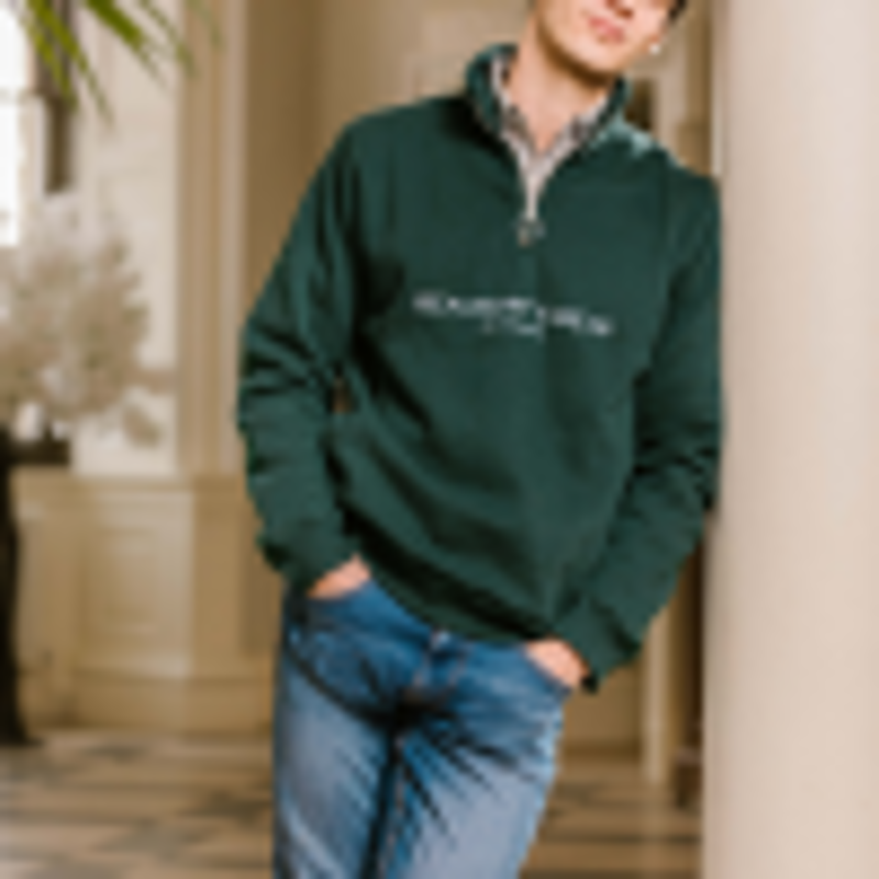 Beaumont and Bear Kingswear Unisex Quarter Zip Petrol Green-1