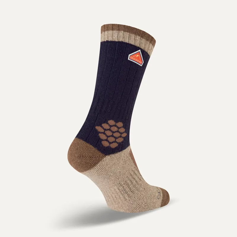 Sealskinz Gresham Recycled Wool Mid Colour Block Hiking Sock in Blue-1