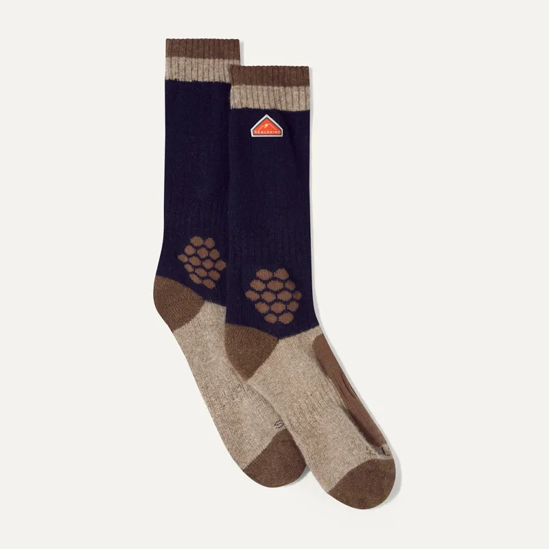 Sealskinz Gresham Recycled Wool Mid Colour Block Hiking Sock in Blue-2