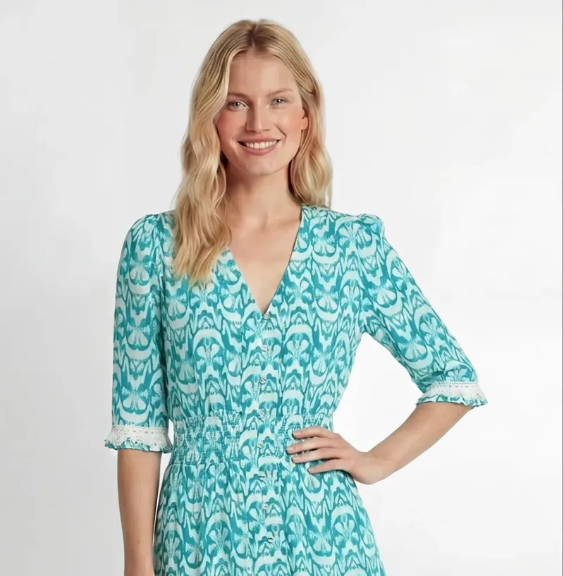 Guinea Alana Dress Long in Sea Green-2