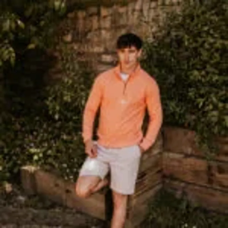 Digby and Litten Ptarmigan Quarter Zip Jumper Coral-2