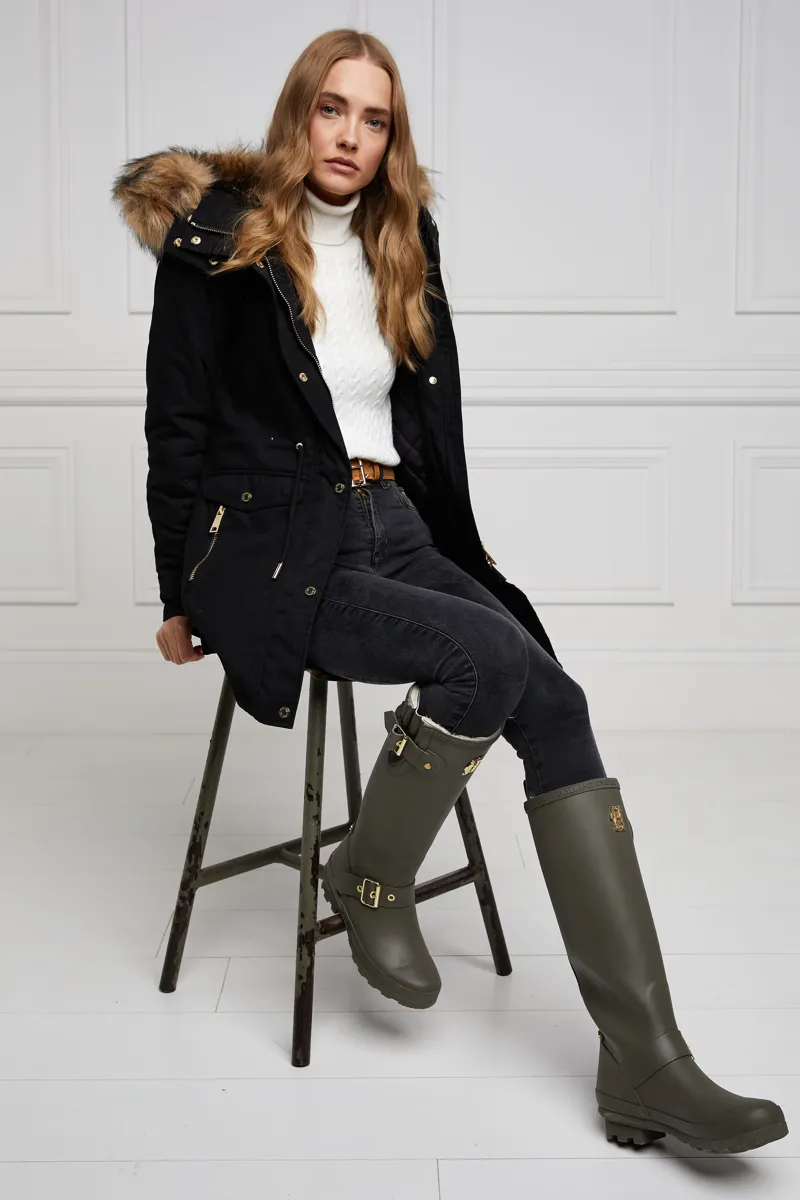 Holland Cooper Sherpa Lined Regency Wellington Matte Green-1