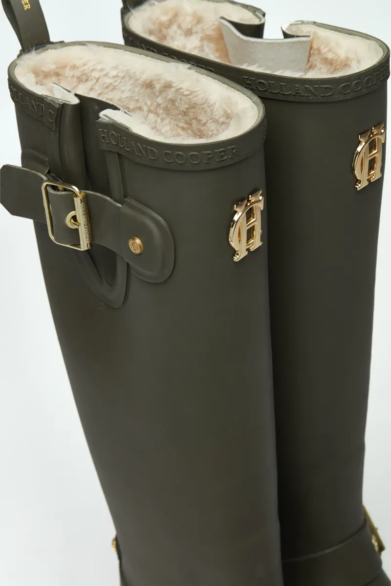 Holland Cooper Sherpa Lined Regency Wellington Matte Green-2