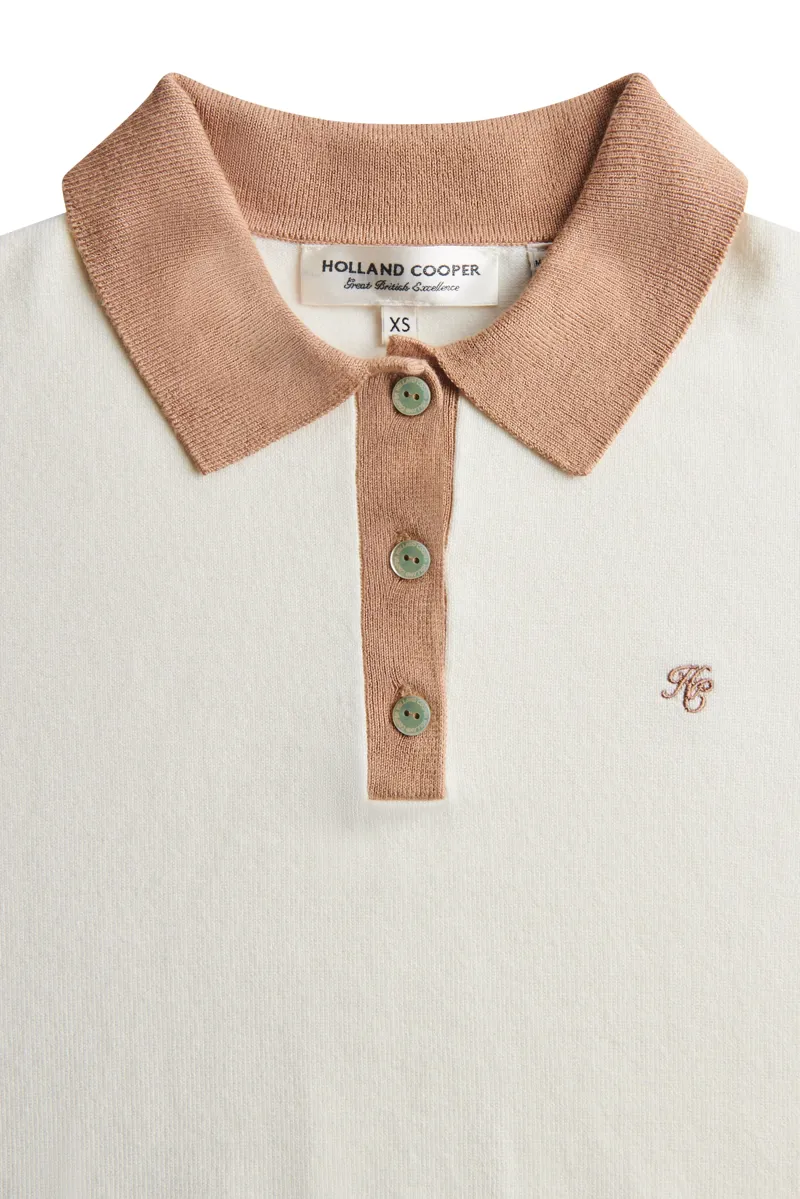 Holland Cooper Falmouth Knitted Polo in Natural Caramel-5