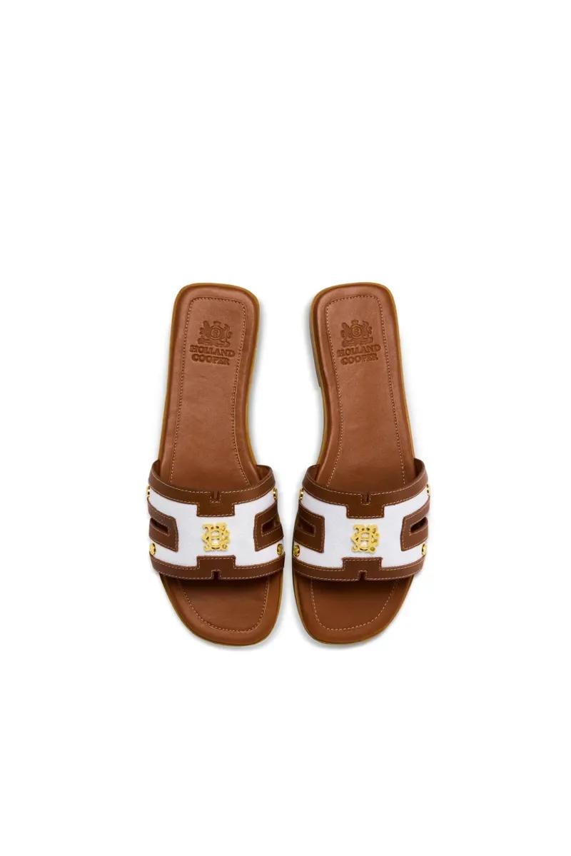 Holland Cooper Heraldic Monogram Slides in Natural Tan-1