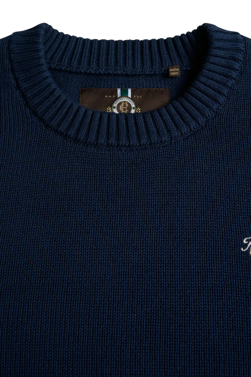Holland Cooper Men's Heritage Crew Neck Knit in Ink Navy-5