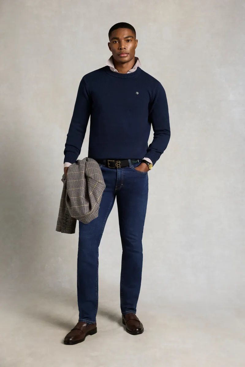 Holland Cooper Men's Heritage Crew Neck Knit in Ink Navy-2