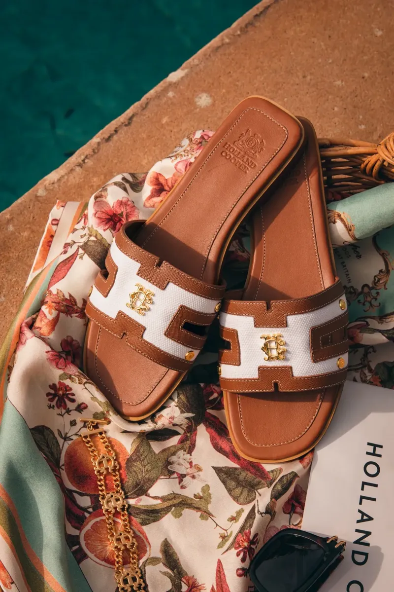 Holland Cooper Heraldic Monogram Slides in Natural Tan-5