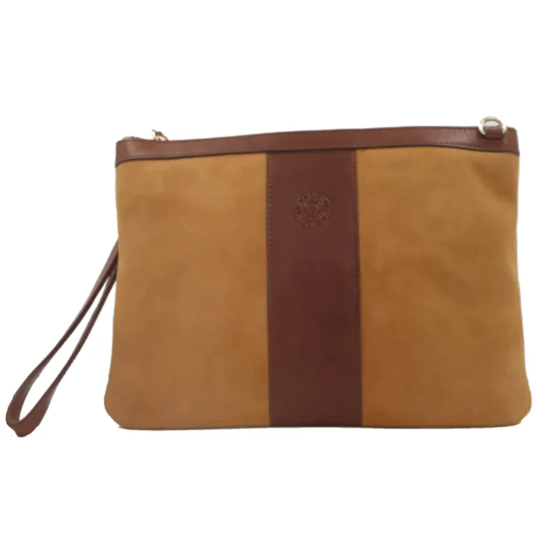 Hicks and Hides Bourton Crossbody and Clutch Bag Tan Suede