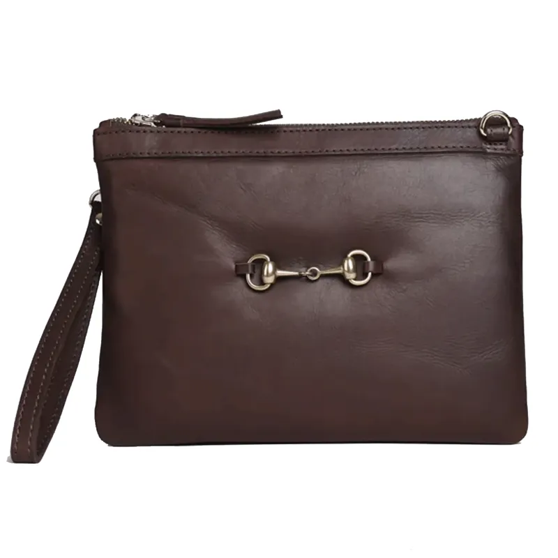 Hicks and Hides Charlton Bit Clutch Bag Brown