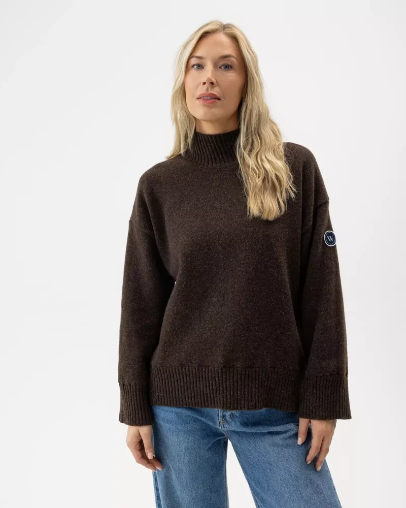 Holebrook Margot Turtle Neck WP in Brown Melange-1