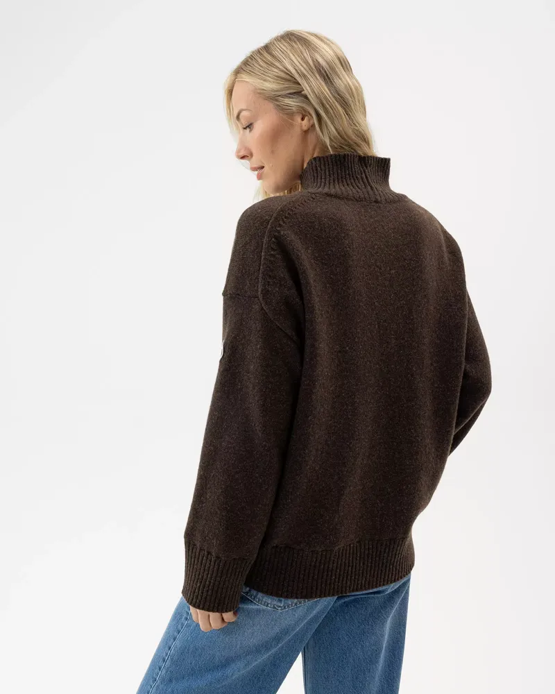Holebrook Margot Turtle Neck WP in Brown Melange-2