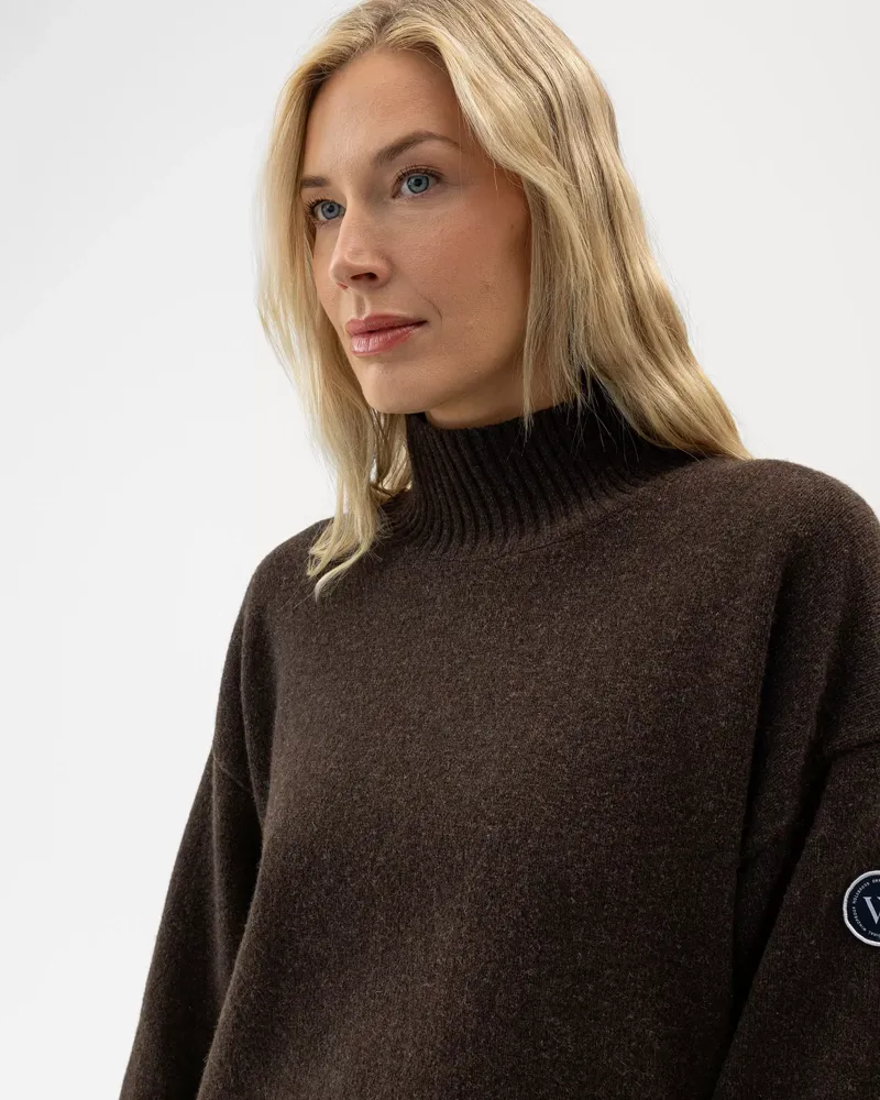 Holebrook Margot Turtle Neck WP in Brown Melange-3