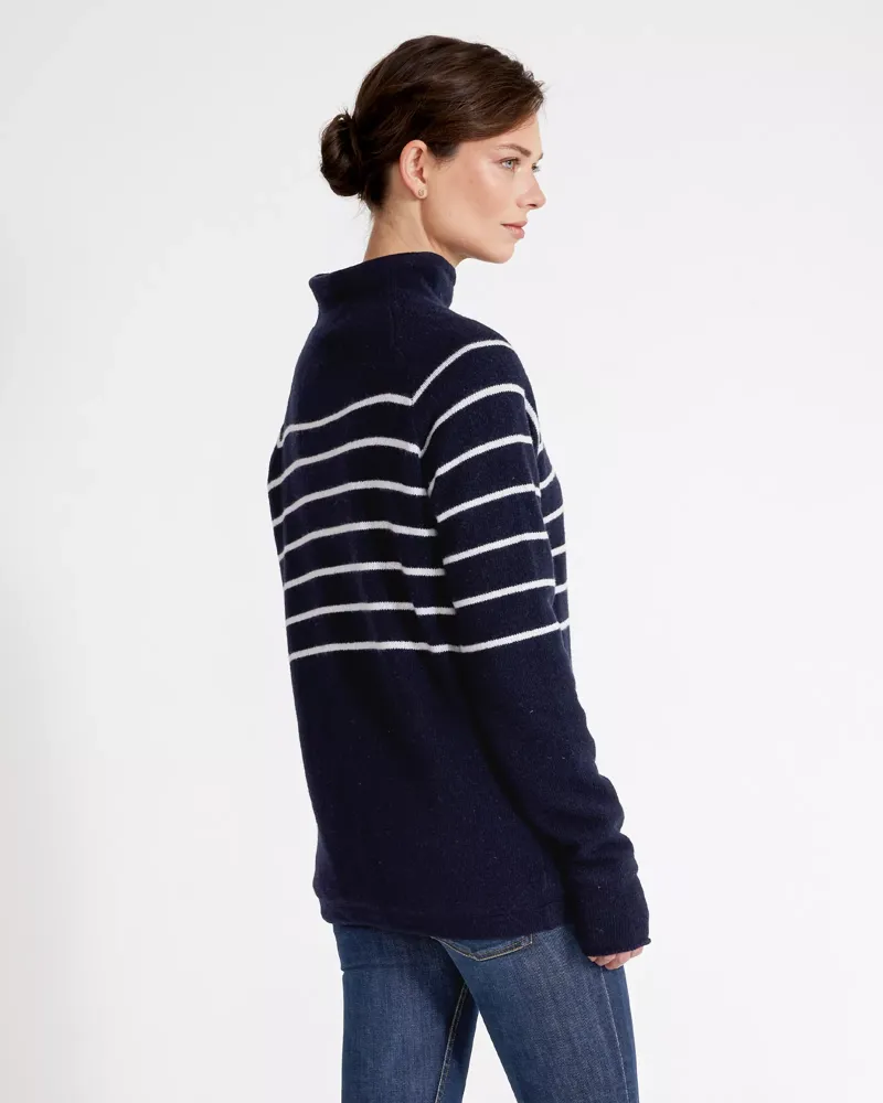 Holebrook Martina Ladies Wool Windproof Jumper Navy/Off White-2