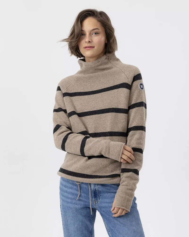 Holebrook Martina Ladies Wool Windproof Jumper Khaki/Anthracite Melange-1