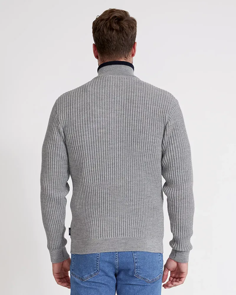 Holebrook Ragnar Men's T-Neck Windproof Jumper Light Grey Melange-2