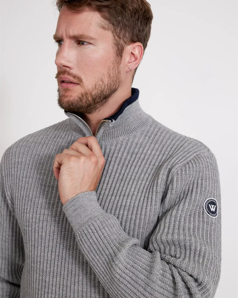 Holebrook Ragnar Men's T-Neck Windproof Jumper Light Grey Melange-3