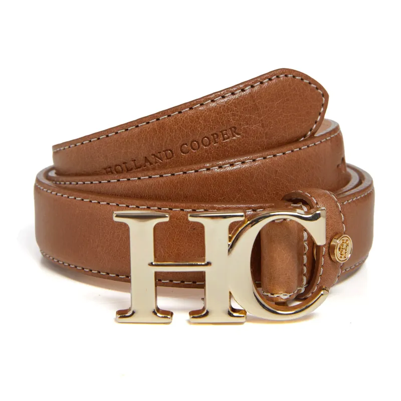 Holland Cooper Atelier Slim Logo Belt Tan Contrast