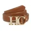 Holland Cooper Atelier Slim Logo Belt Tan Contrast