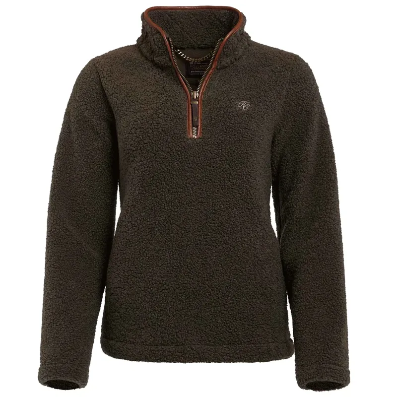 Holland Cooper Country Fleece Quarter Zip Khaki Borg