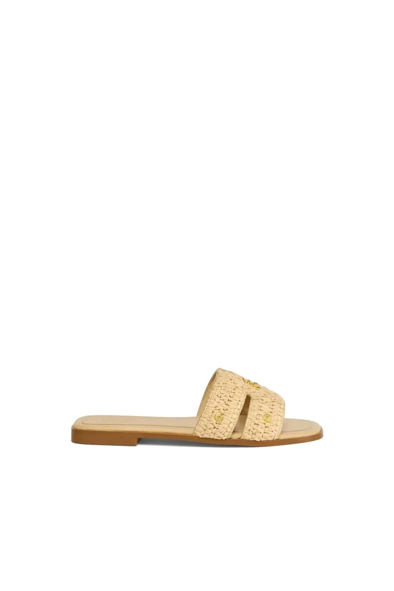 Holland Cooper Heraldic Monogram Slides in Natural Straw-1