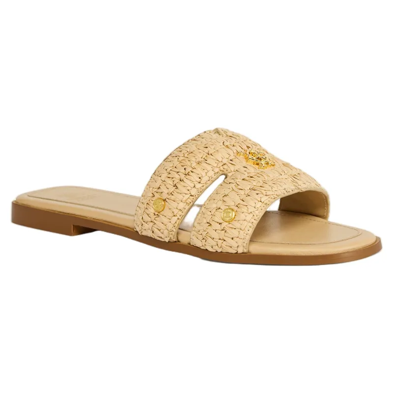Holland Cooper Heraldic Monogram Slides in Natural Straw