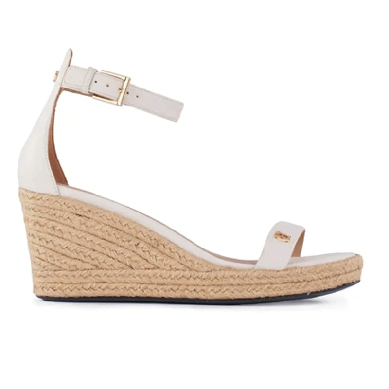 Holland Cooper St Lucia Espadrille Wedge Cream Leather