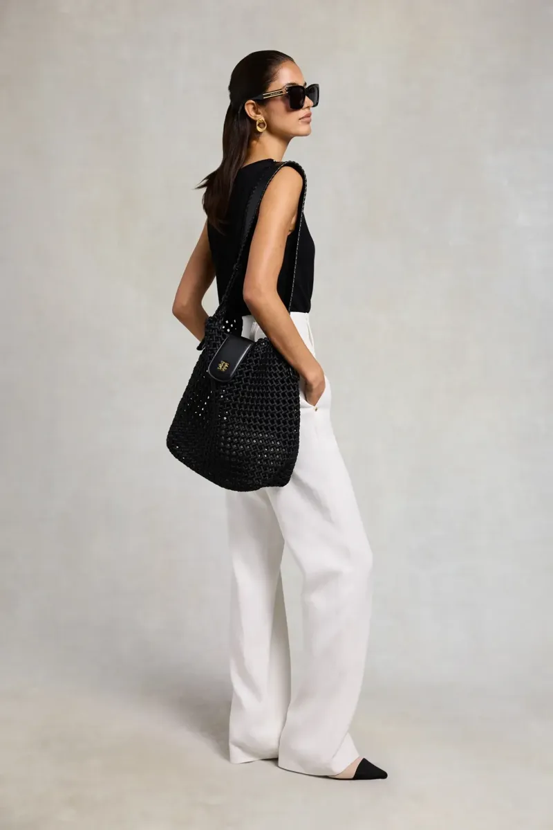 Holland Cooper Woven Tote in Washed Black-5