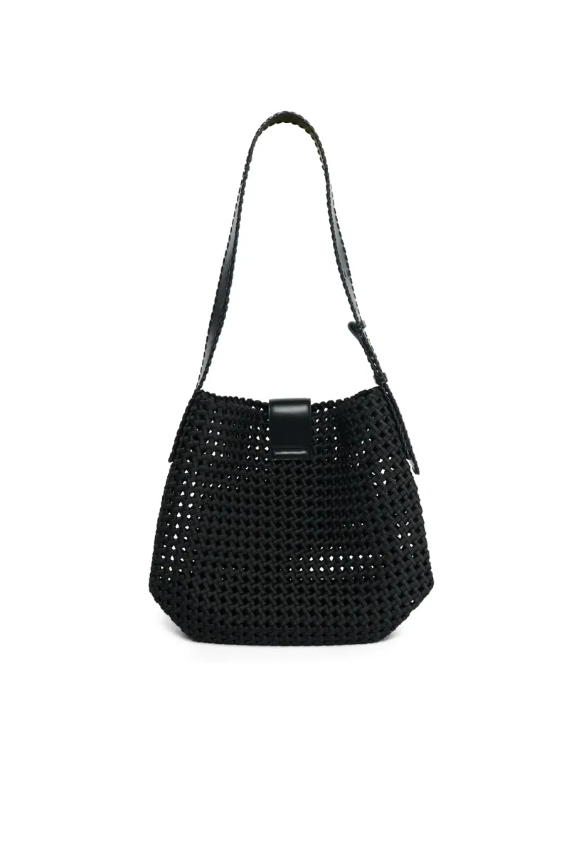 Holland Cooper Woven Tote in Washed Black-2