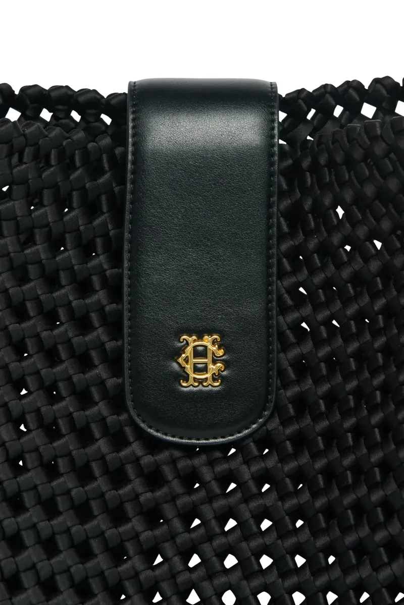Holland Cooper Woven Tote in Washed Black-3