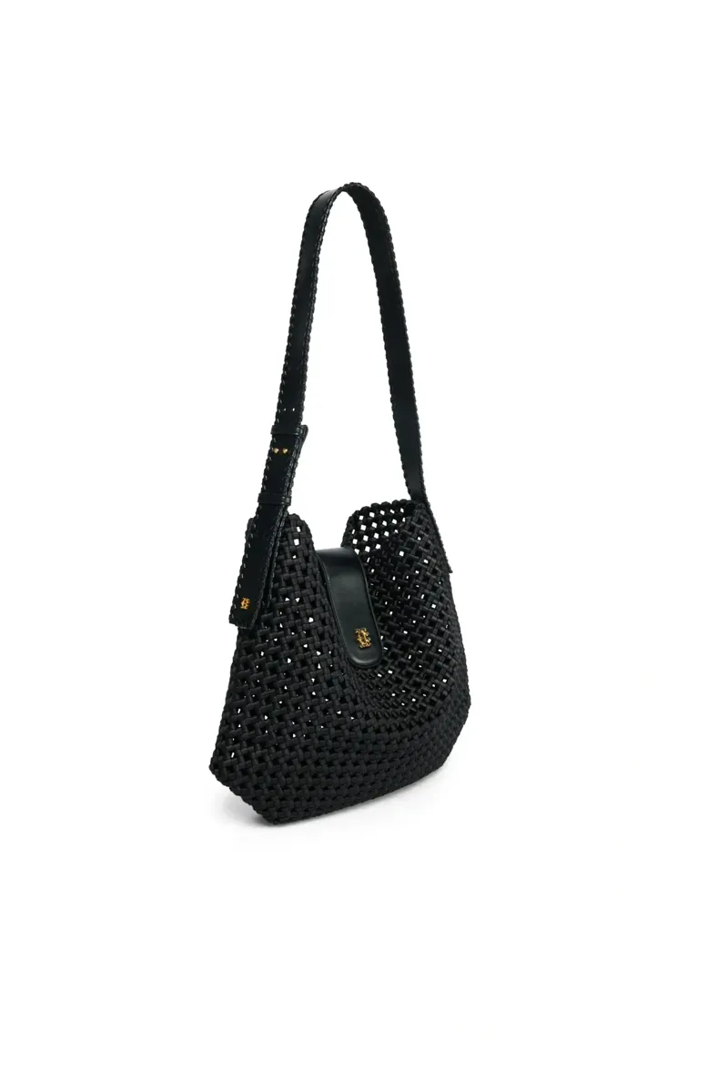 Holland Cooper Woven Tote in Washed Black-1