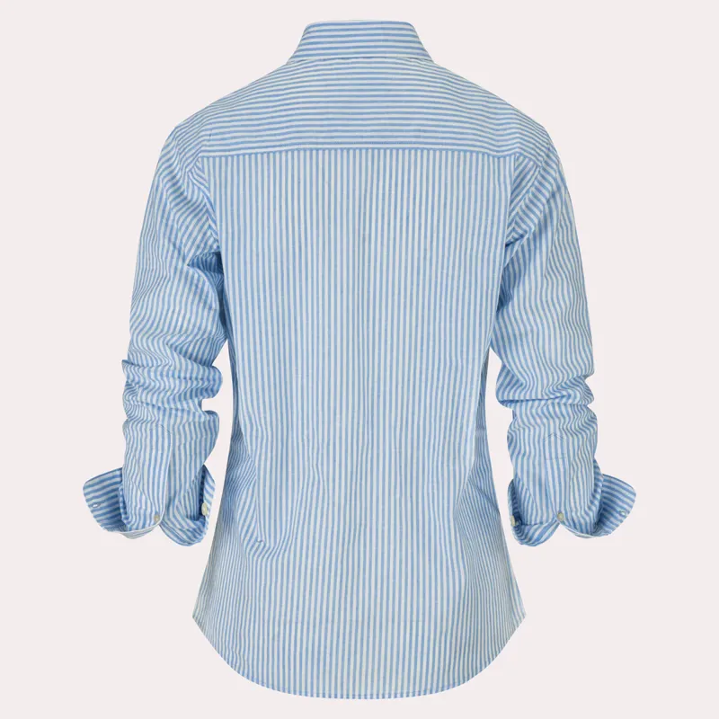 Hook Polo Ladies Blue Stripe Linen Shirt-2