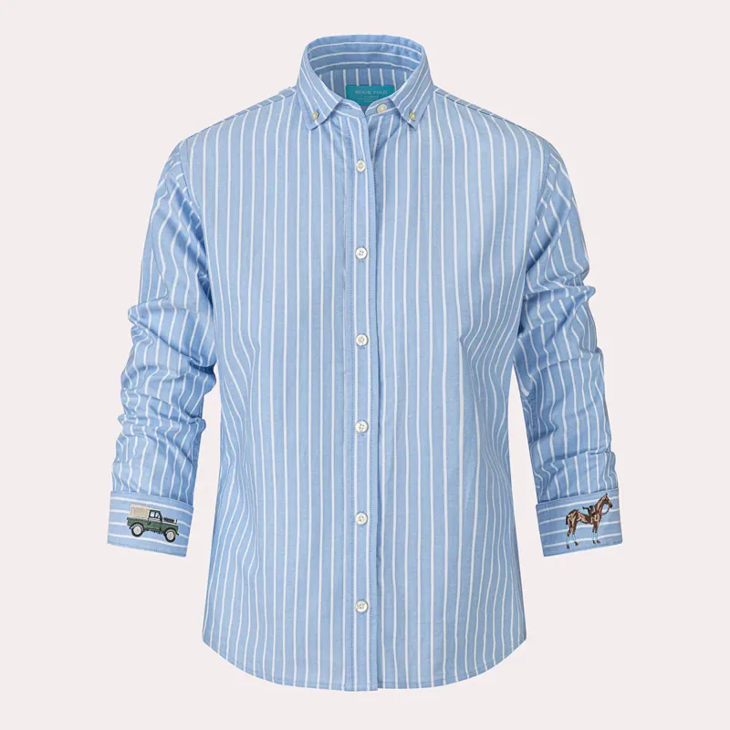 Hook Polo Ladies Thick Stripe Oxford Shirt-1