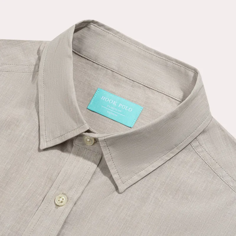 Hook Polo Men's Linen Shirt Khaki-3