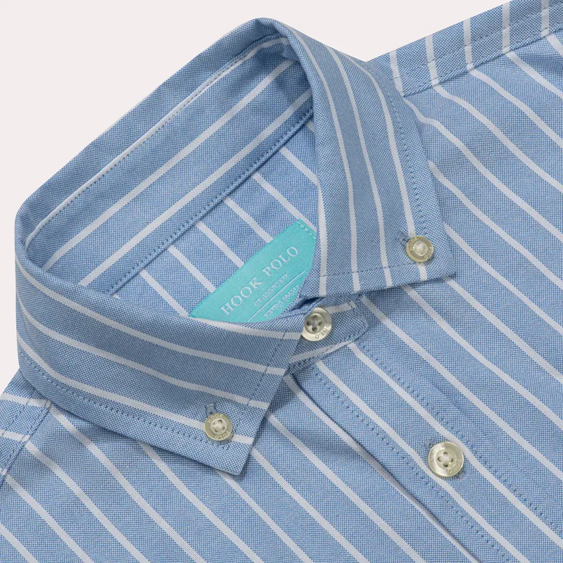 Hook Polo Ladies Thick Stripe Oxford Shirt-4