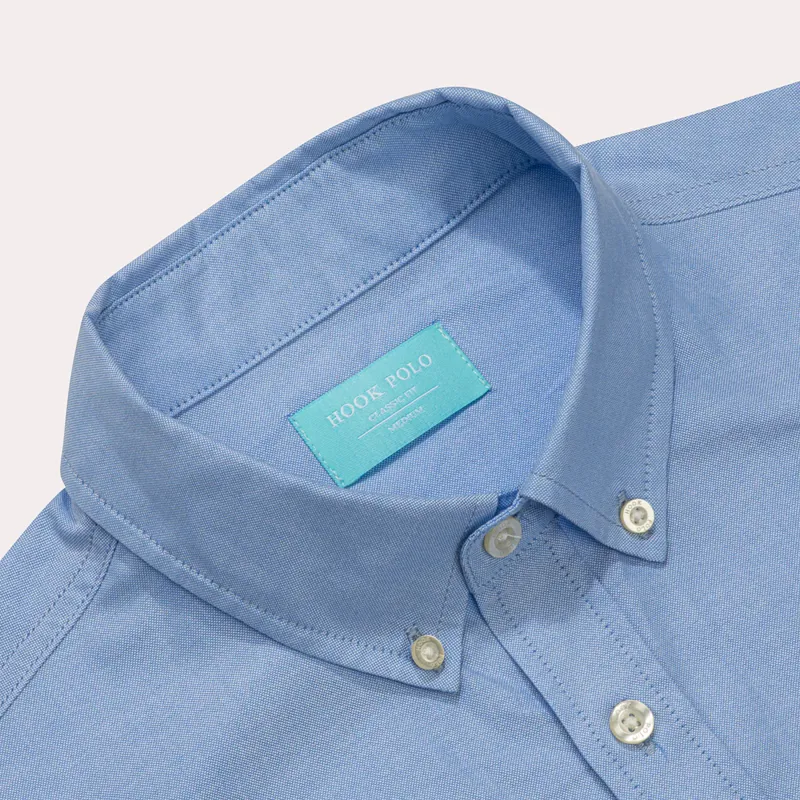 Hook Polo Men's Blue Oxford Shirt-4