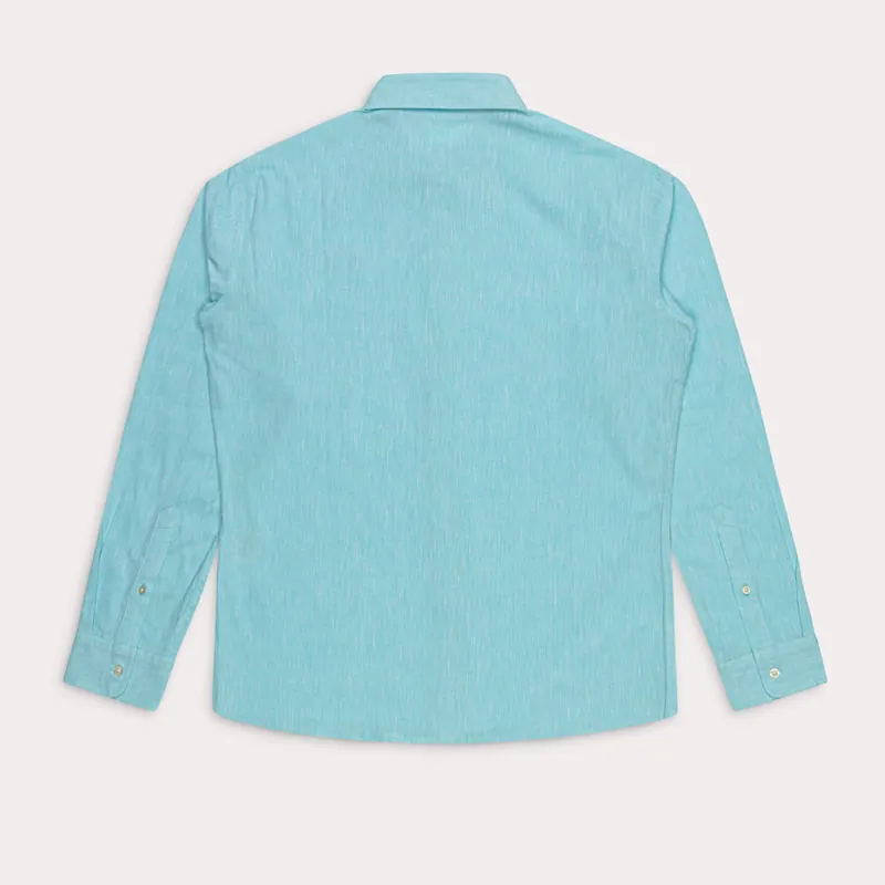 Hook Polo Men's Bermuda Blue Linen Shirt-2