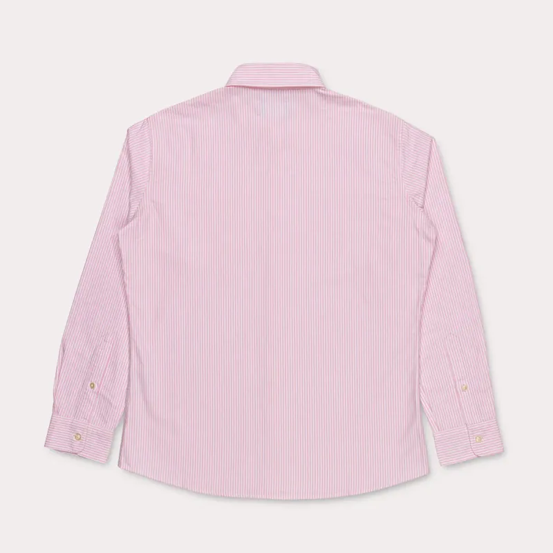 Hook Polo Ladies Striped Pink Oxford Shirt-5