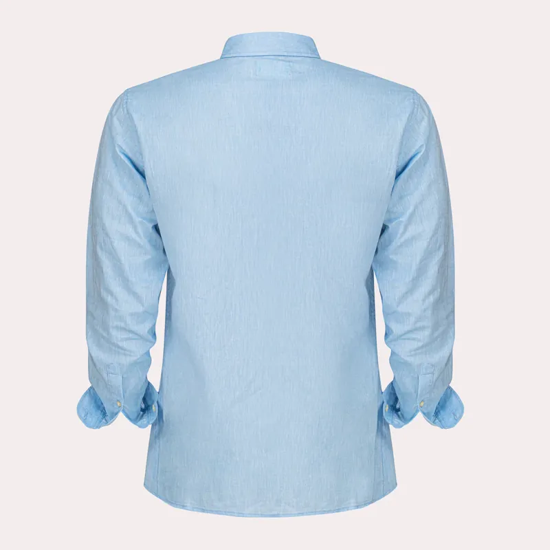 Hook Polo Men's Blue Linen Shirt-2