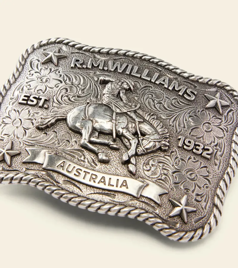 RM Williams Cloudbuster Trophy Buckle Antique Silver-2