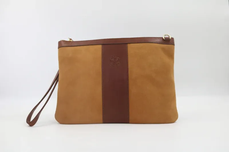 Hicks and Hides Bourton Crossbody and Clutch Bag Tan Suede-1