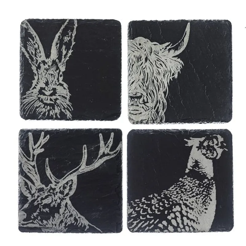 Just Slate Country Animals Coasters x 4